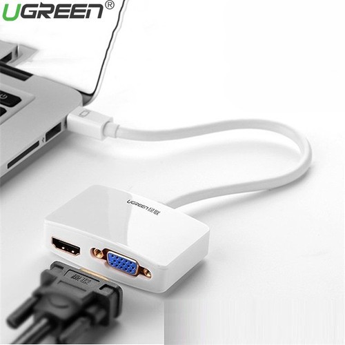 Cáp chuyển Mini DisplayPort to VGA + HDMI Ugreen 10427 (màu Trắng) - Hàng Chính Hãng