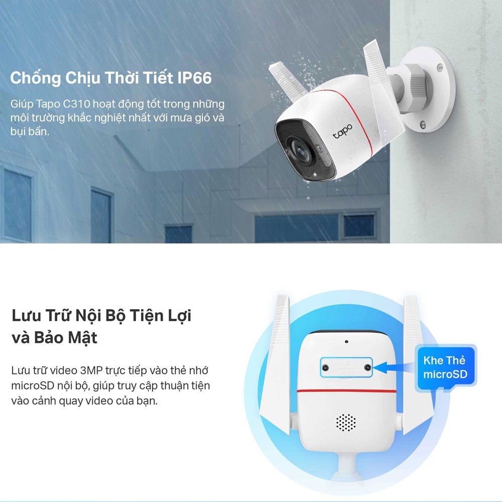 Camera IP Wifi TP-Link Tapo C310 3MP Giám Sát An Ninh Ngoài Trời - Hàng Chính Hãng