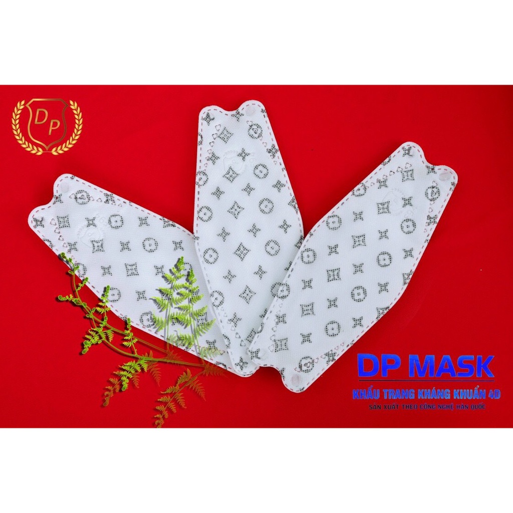 Combo 100-300 chiếc Khẩu trang KF94 4D Hàn Quốc 4 lớp chống bụi mịn và kháng khuẩn màu LV trẻ trung, hợp thời trang