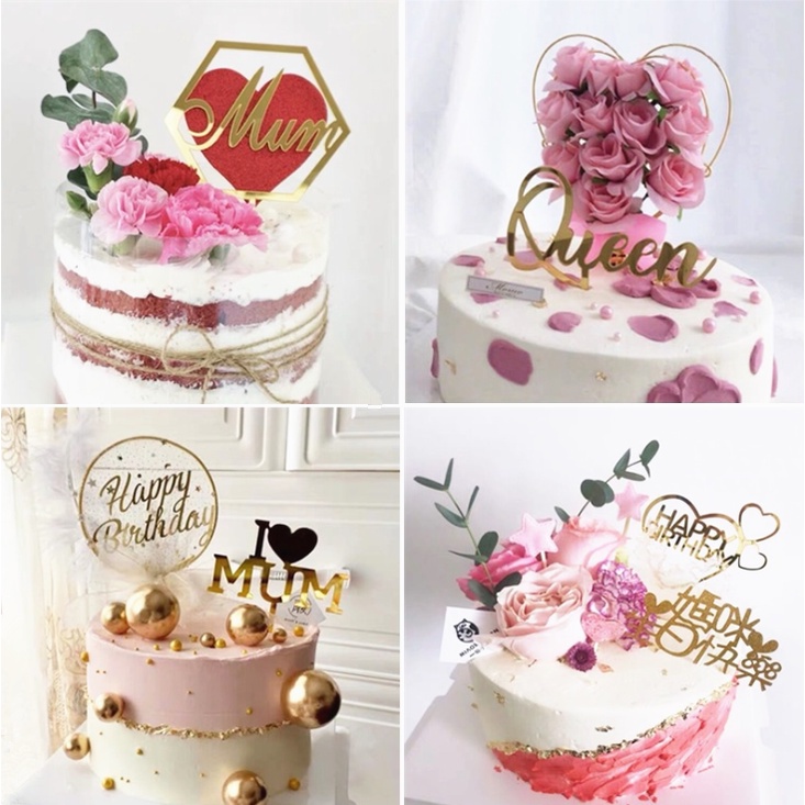 1 Thẻ Trang Trí Bánh Kem Sinh Nhật Bằng Acrylic