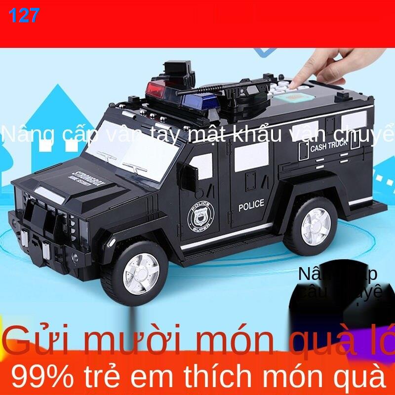 2021❐✓♘Chống rơi xe vận chuyển tiền mặt cảnh sát mật khẩu heo đất con đồ chơi ô tô dấu vân tay cậu bé máy rút