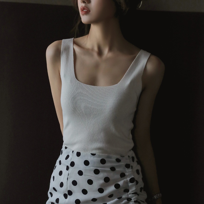 Áo Dệt Kim Không Tay Cổ Vuông Thời Trang Mùa Hè Dành Cho Nữ