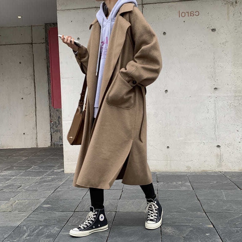 Áo Khoác Dạ Ép Dáng Dài Phong Cách Hàn Quốc Kèm Ảnh Thật