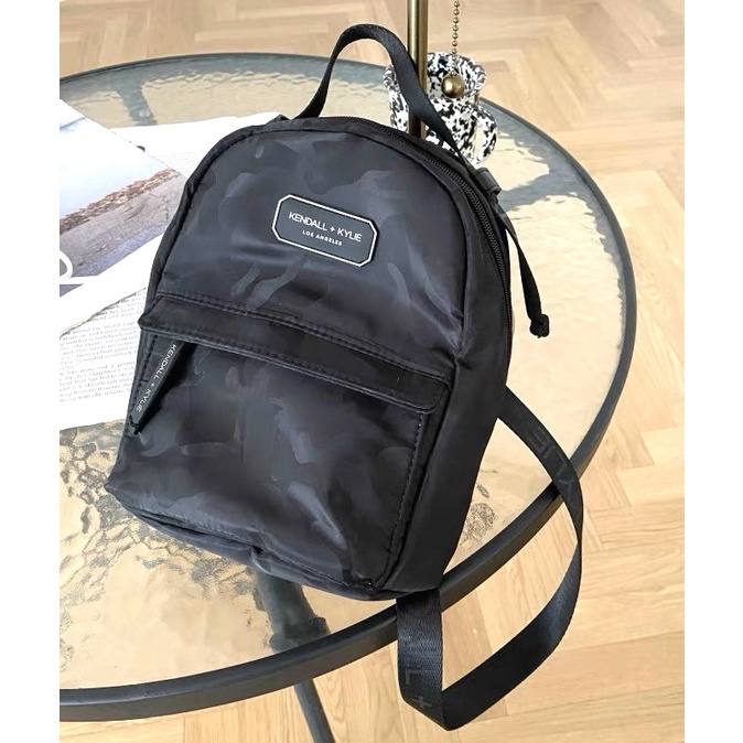 TNS-Balo mini siêu nhẹ hottrend Kendal&Kylie Backpack-chất vải dù xịn sò-màu đen vân camel siêu cá tính