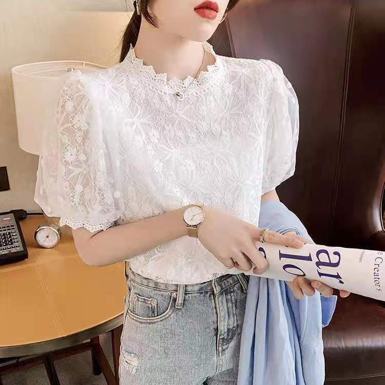 Áo Ren Lưới Tay Ngắn Thời Trang Hàn Quốc Cho Nữ