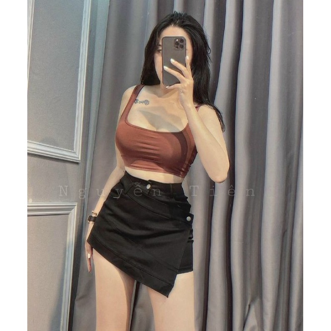Quần shorts giả váy đắp chéo chất vải kaki hàng y hình ( size S, M, L)