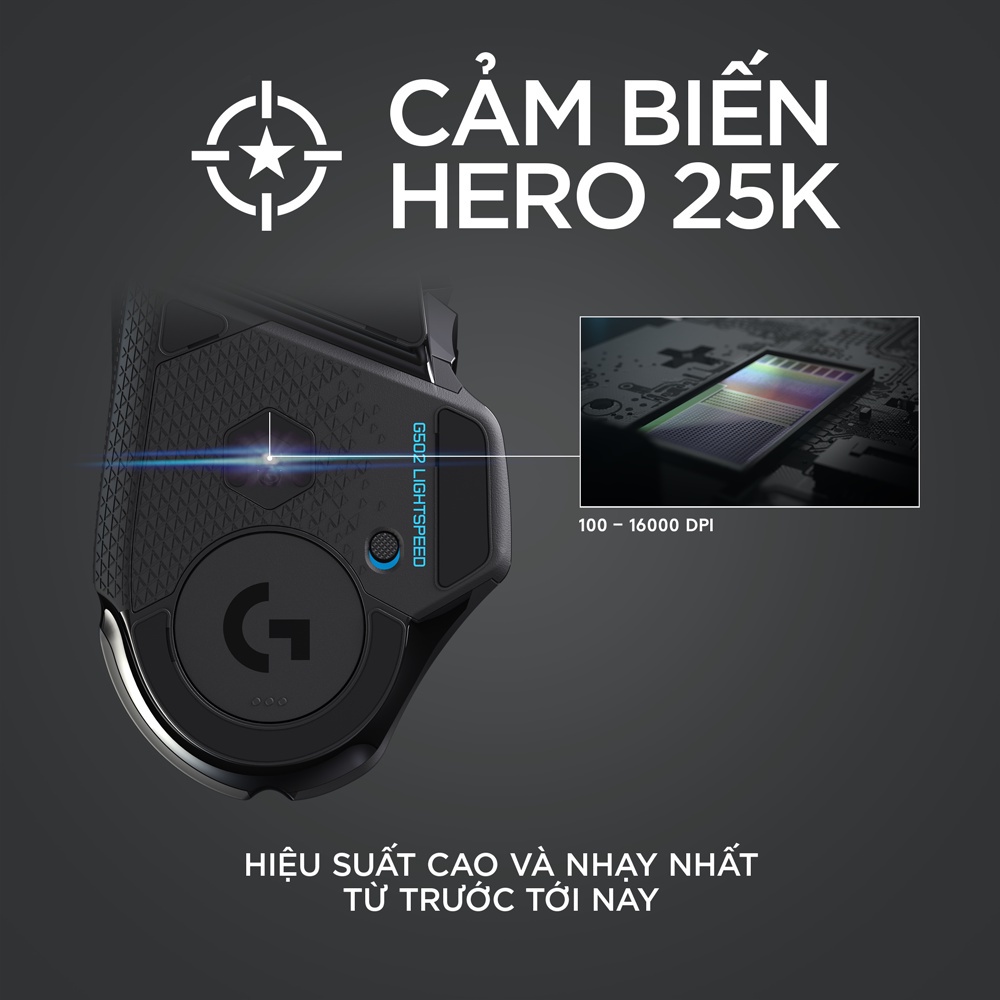 Chuột game Logitech G502 Hero Gaming USB 11 nút điều chỉnh, thay đổi trọng lượng, bền bỉ cảm biến hero 16k Vanphongstar