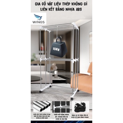 Tủ Sấy Quần Áo Thông Minh Gấp Gọn Wings 1500W Có Remote