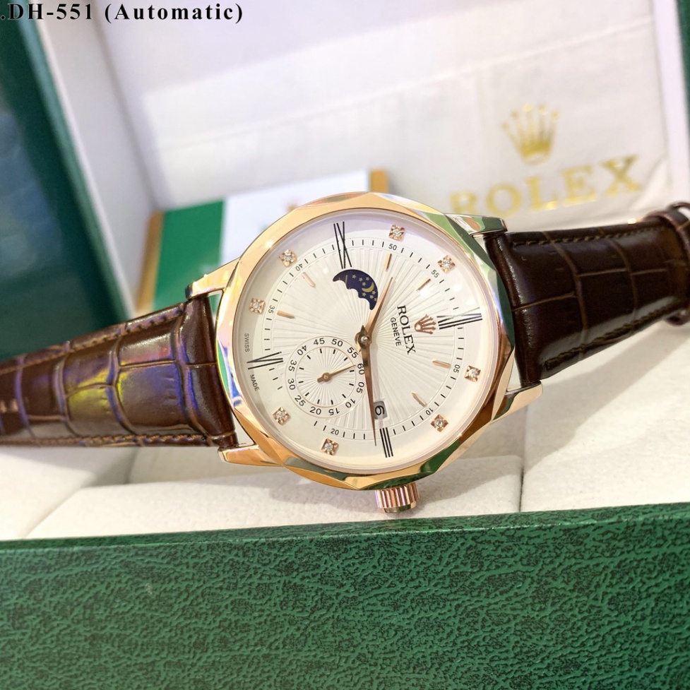 Đồng hồ Cơ nam Rolex máy cơ automatic dây da sang trọng chống nước bảo hành 12m DH551. | BigBuy360 - bigbuy360.vn
