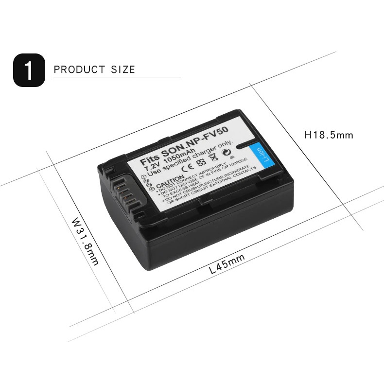 Pin Máy Ảnh Sony Np-Fv50 7.2V 1050mAh Dành cho Sony HDR-CX180E,HDR-CX360E,HDR-CX700E,HDR-XR160E,HDR-PJ10E