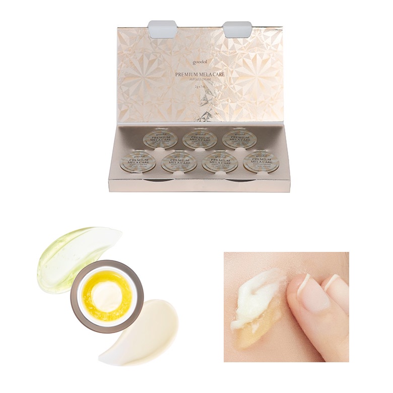 Hộp 7 Viên Kem dưỡng da ngăn ngừa lão hoá chiết xuất ốc sên vàng Goodal Premium mela Care ampoule Cream (2g x 7)