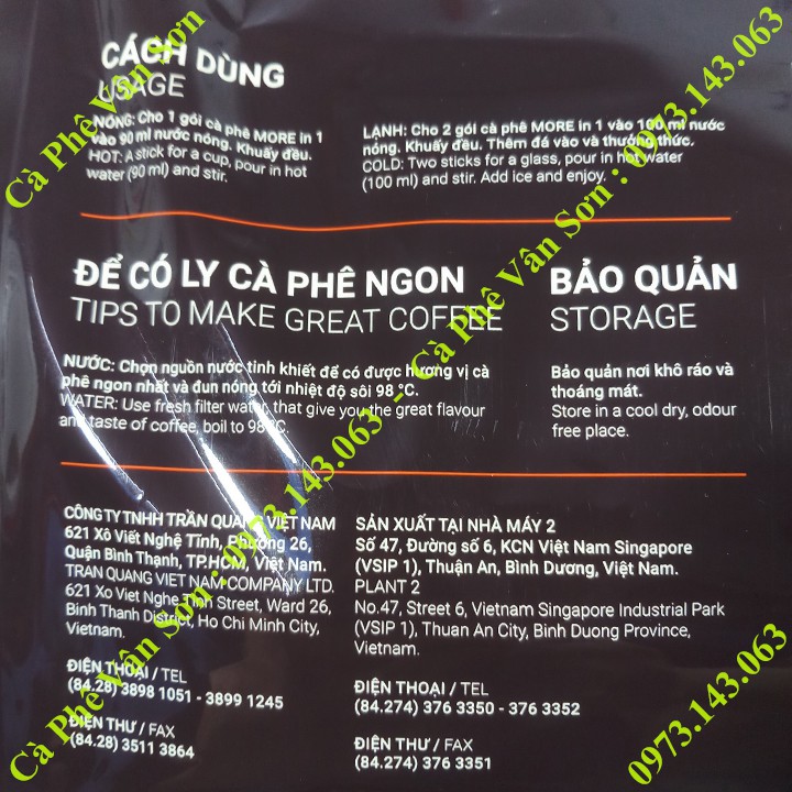 03 bịch cà phê sữa Ngon Trần Quang 480g (24 gói dài * 20g) Mẫu xuân 2022