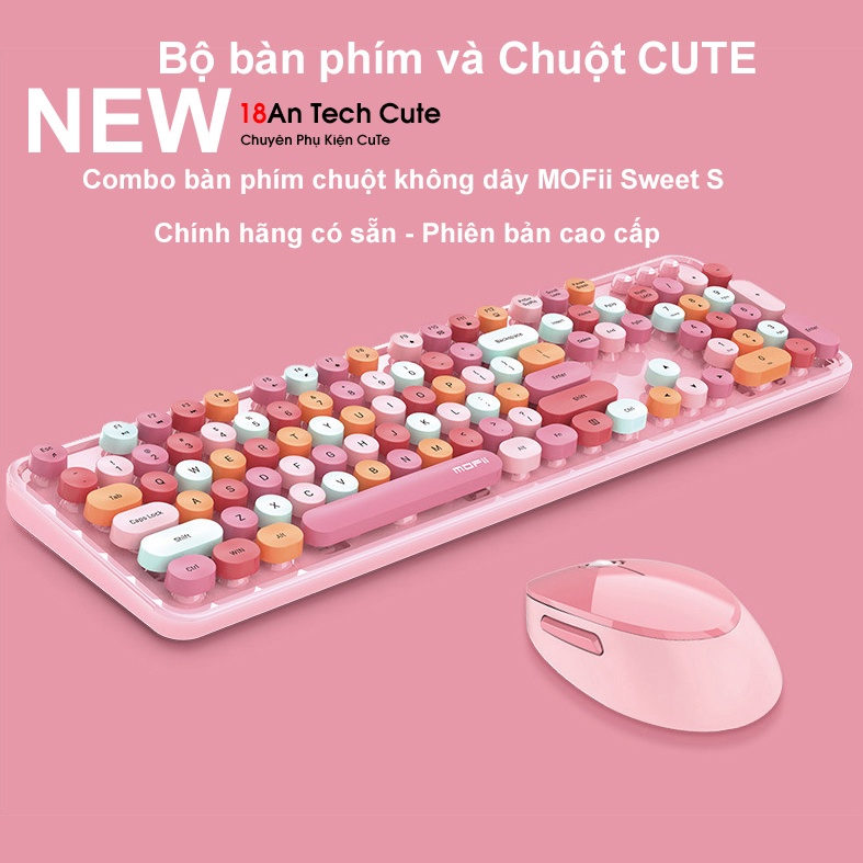 Combo Bàn phím và Chuột không dây MOFii Sweet Hàng chính hãng | Bộ siêu tập Cute Hót nhất Châu A