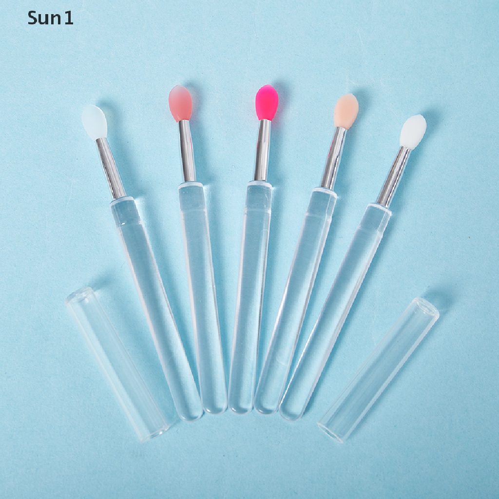 [Hàng mới về] Set 2 cọ tô son môi silicone kèm nắp đậy chống bụi tiện lợi