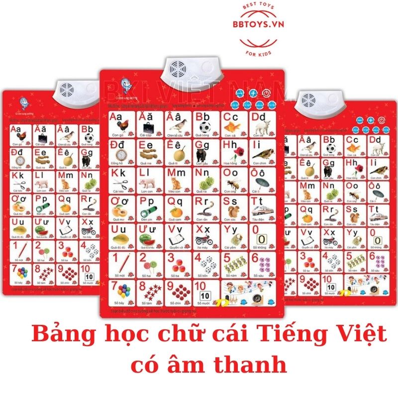 BẢNG HỌC CHỮ CÁI VÀ SỐ TIẾNG VIỆT CÓ ÂM THANH (TẶNG KÈM 3 PIN) (BBTOYS: 20)