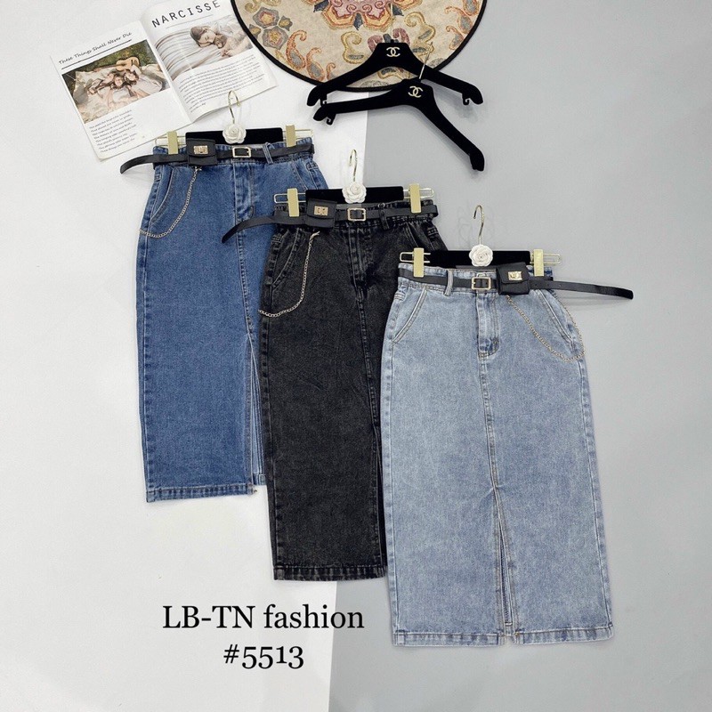 CHÂN VÁY BÒ DÁNG DÀI KÈM ĐAI XÍCH | BigBuy360 - bigbuy360.vn