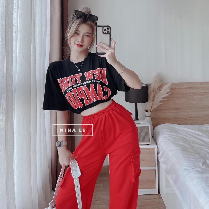 ÁO CROPTOP IN CHỮ XINH CỘT EO ALOHASHOP91