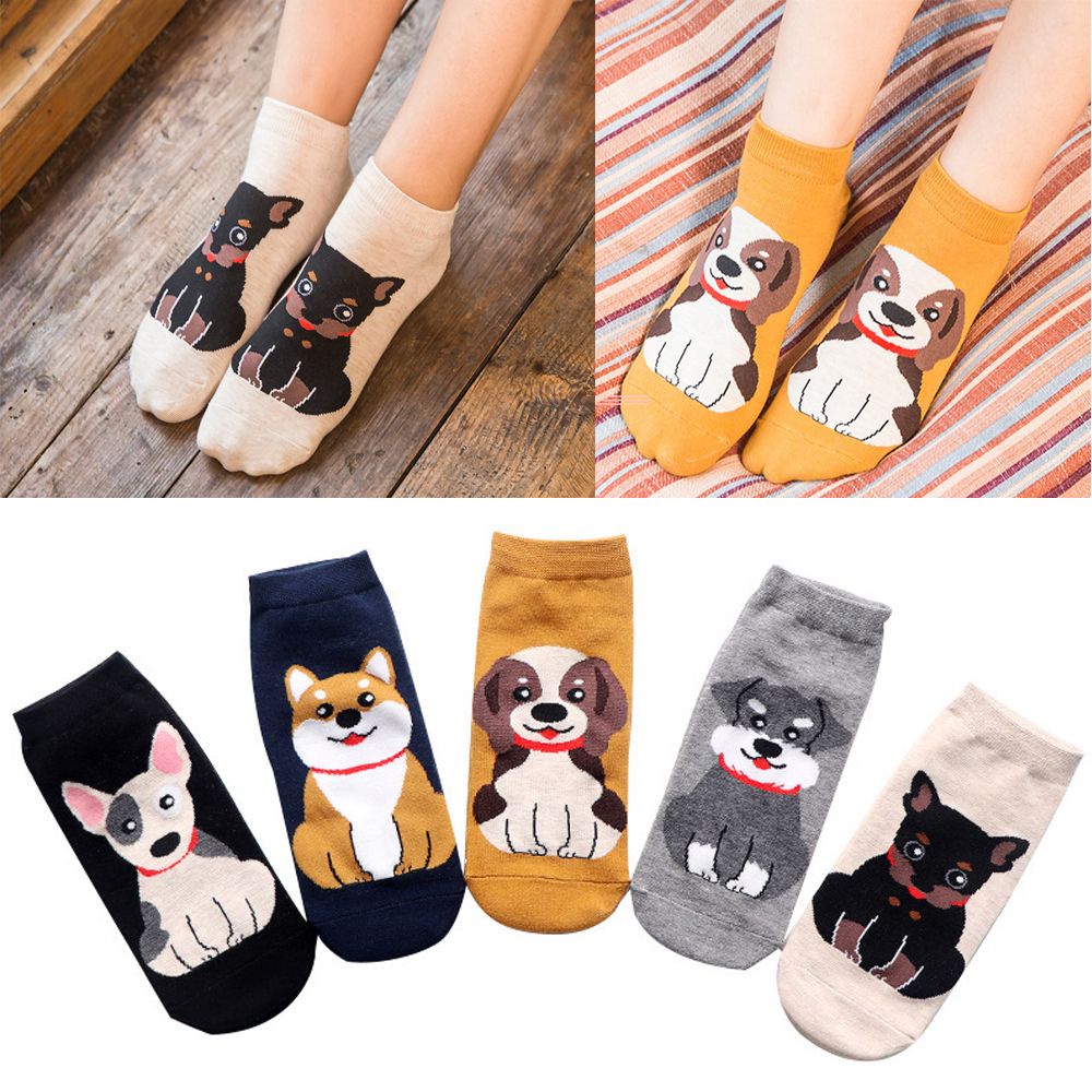 Vớ cotton cổ ngắn in hình chú chó dễ thương MIHAN1