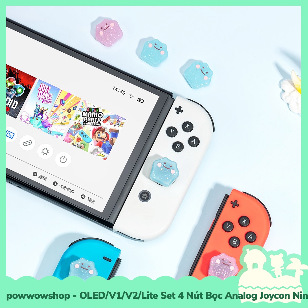 [Sẵn VN - Hỏa Tốc] Oled/V1/V2/Lite Set Bộ 4 Nút Bọc Analog Joycon Cho Máy Game Cầm Tay Nintendo Switch Phong Cách Ditto