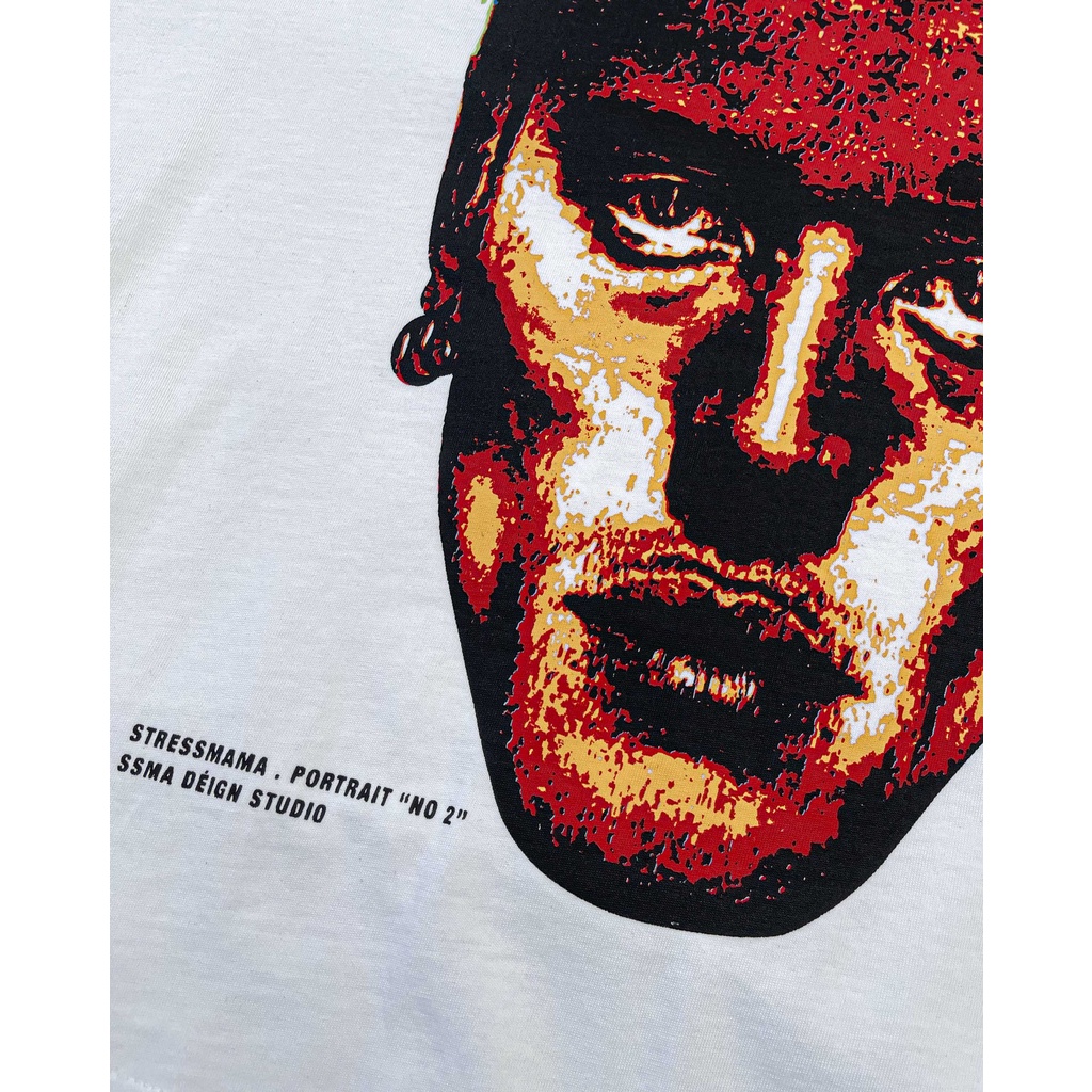 Stressmama Áo thun PORTRAIT NO.2 T-SHIRT màu trắng 100% Cotton thoải mái, vải dày 250 GSM, in lụa thủ công Local Brand