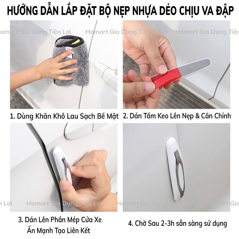 Bộ 4 Miếng Dán Chống Va Đập Cửa Ô Tô Nhựa ABS Nẹp Chống Trầy Xước Cửa &amp; Gương Xe Ô Tô