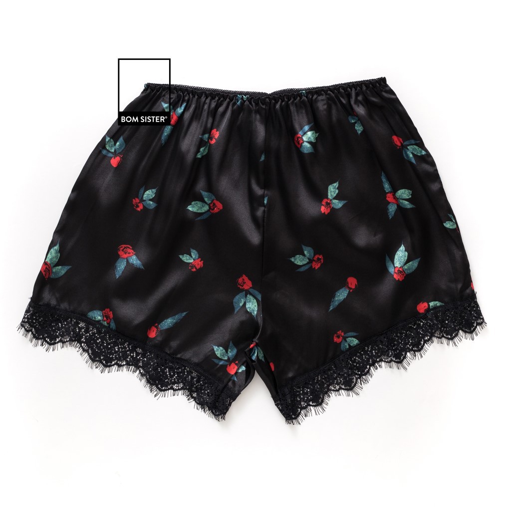 Quần đùi satin phối ren hoạ tiết dễ thương BOM SISTER QD257 | BigBuy360 - bigbuy360.vn