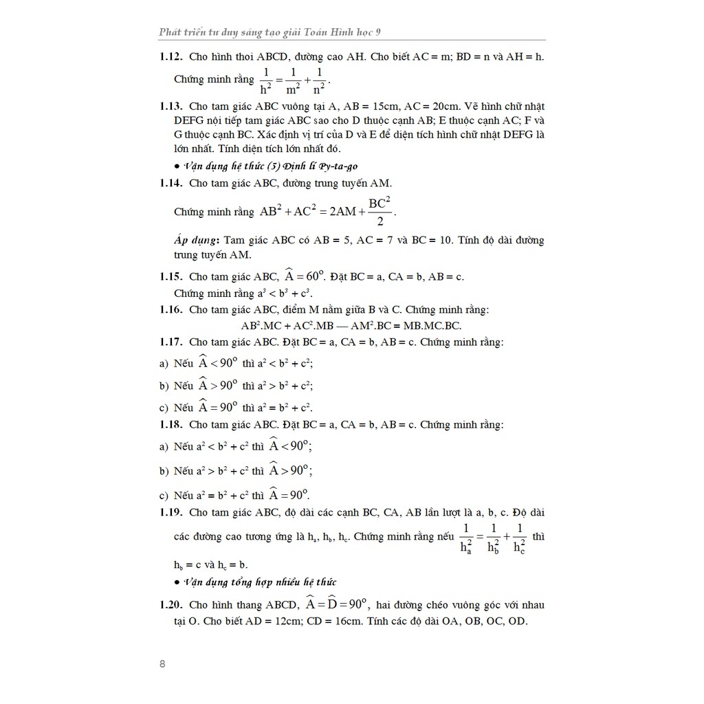 Sách - Phát Triển Tư Duy Sáng Tạo Giải Toán Hình Học 9
