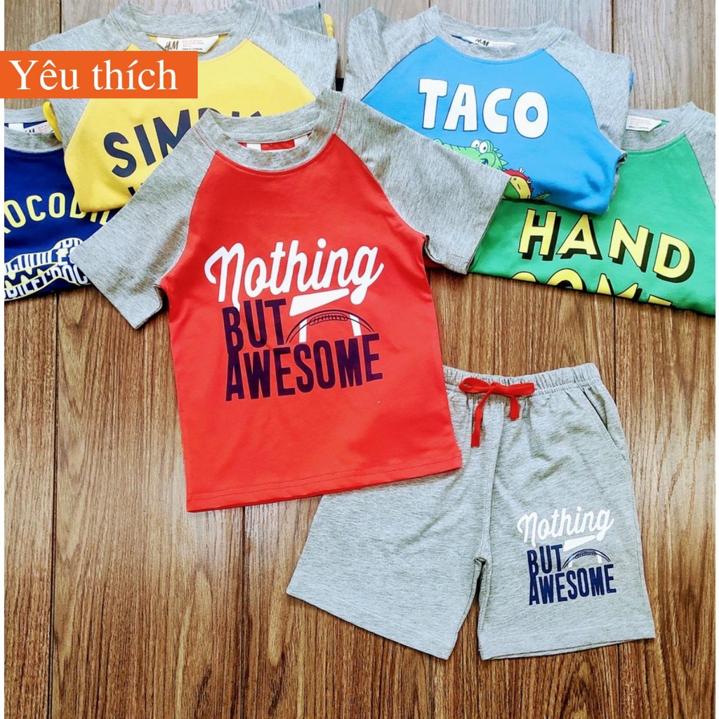 Quần áo bé trai đồ bộ bé trai 1 2 3 4 5 6 7 8 tuổi chất liệu cotton cộc tay mát mẻ mùa hè nhiều họa tiết khủng long