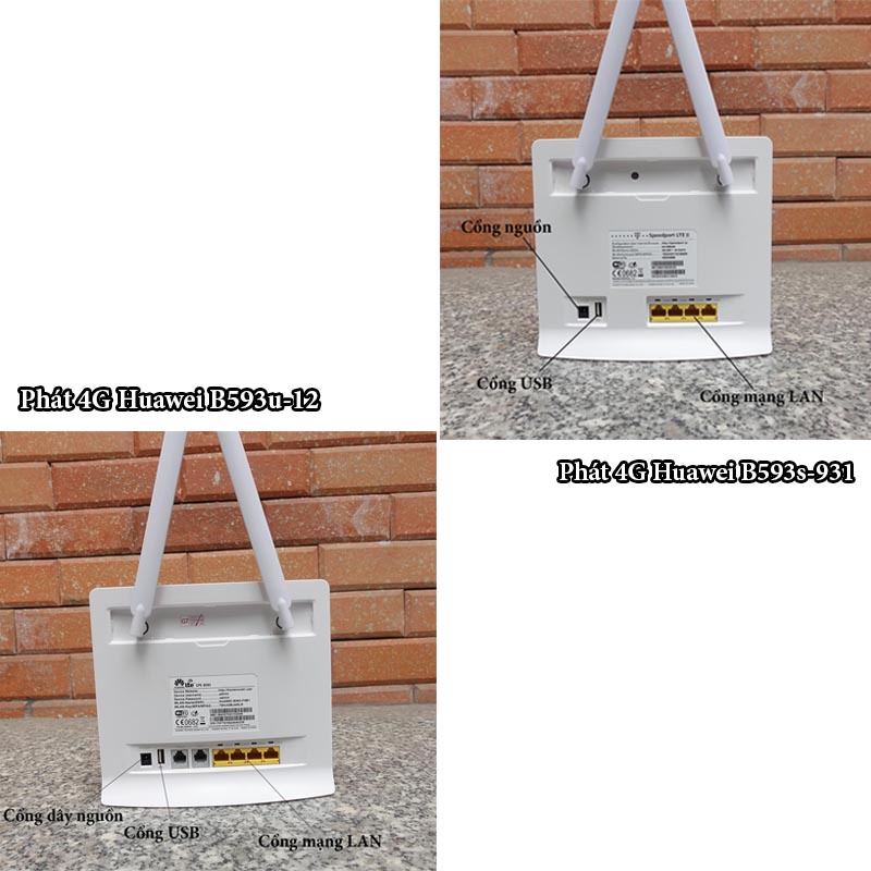 Bộ Phát wifi Huawei B593u-12 | Bộ phát Wifi 3G/4G LTE 100Mbps, Chịu tải 32 máy đồng thời | Hàng Chính Hãng