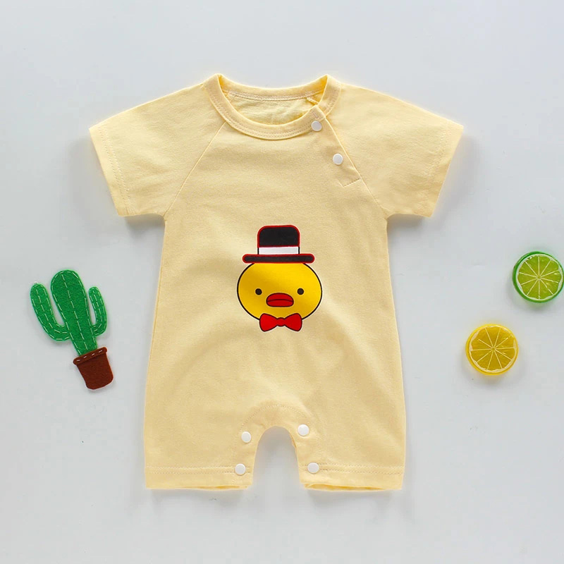 Áo Liền Quần Cotton Tay Ngắn Màu Hồng Họa Tiết Thỏ Con Cho Bé Sơ Sinh