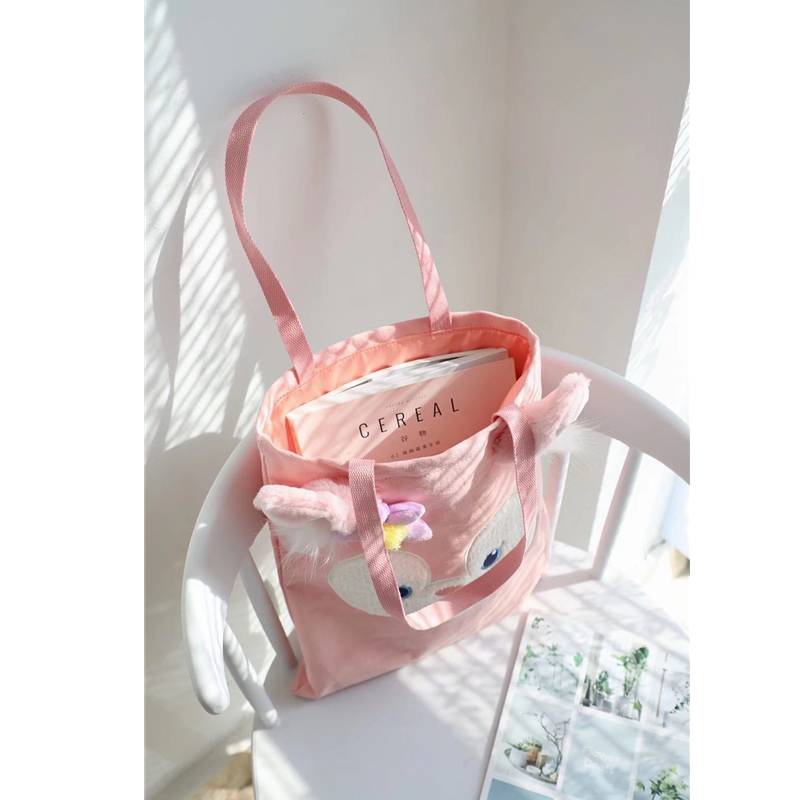 Túi xách canvas sức chứa lớn họa tiết hoạt hình Disney dễ thương dành cho nữ