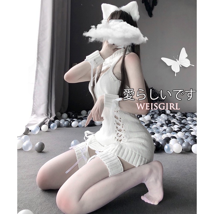 Đồ ngủ sexy 💝 FREE SHIP 💝 Set ngủ Cosplay len kín dây đan hông quyến rũ | BigBuy360 - bigbuy360.vn