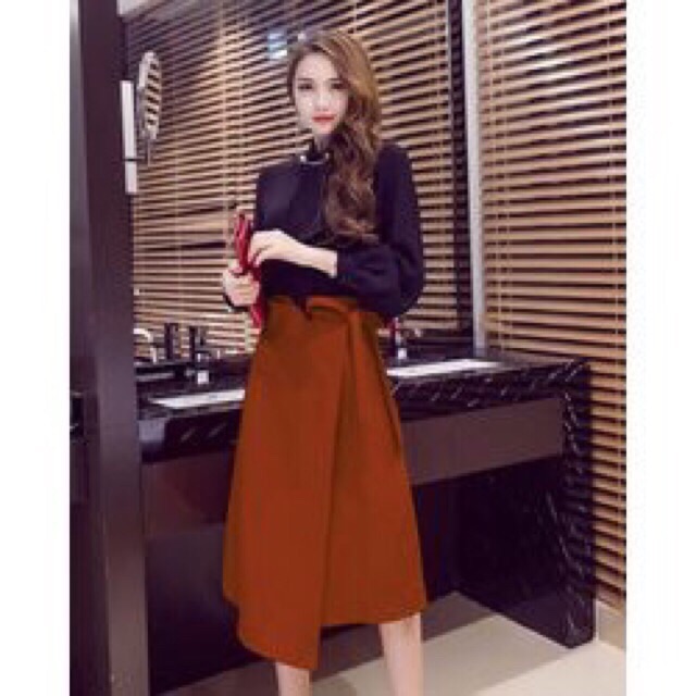 Chân váy tà lệch thắt nơ | BigBuy360 - bigbuy360.vn