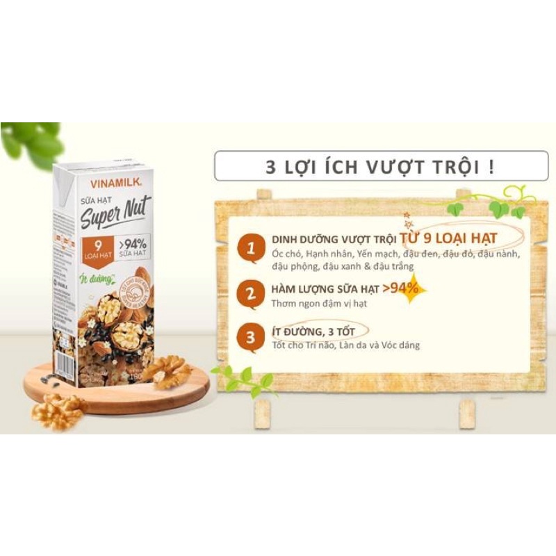 Lốc 4 hộp sữa hạt óc chó / hạnh nhân Vinamilk Super Nut 180ml