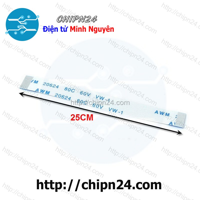 [1 SỢI] Cáp FPC/FFC 12P 0.5MM 25CM cùng chiều (Cáp AWM 20624 80C 60V VW-1)