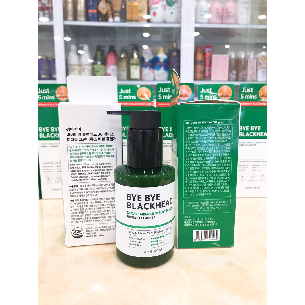 Sữa Rửa Mặt Sủi Bọt Some By Mi Giảm Mụn Đầu Đen Byebye Blackhead 30Days Hàn Quốc 120ml