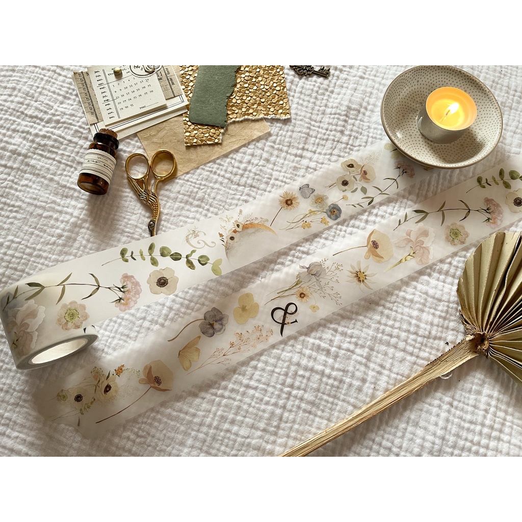 meohime 𓃠 Hãng Heartly paper - Băng dán PET tape hoa lá mặt trăng Moonshine (chu kì 60cm)