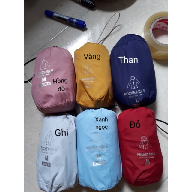 Áo gió 2 lớp chống thấm kèm túi đựng