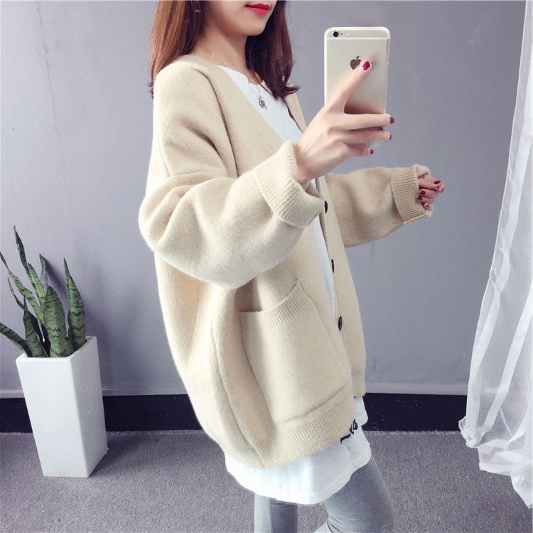 Áo khoác cardigan dệt kim dáng rộng màu sắc trẻ trung phong cách hàn quốc cho nữ | BigBuy360 - bigbuy360.vn
