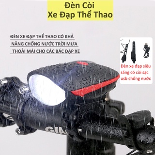 Đèn xe đạp thể thao siêu sáng có còi pin sạc usb led chống nước loại cao cấp nhất ĐÈN SÁNG CÒI TO xe đạp thể thao