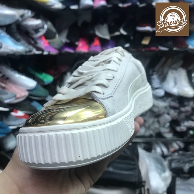 , xả kho Giầy sneaker, thể thao nữ PUMA SUEDE trắng mũi vàng thời trang nam nữ ! ! [ HOT HIT ] RẺ VÔ ĐỊCH L * . )