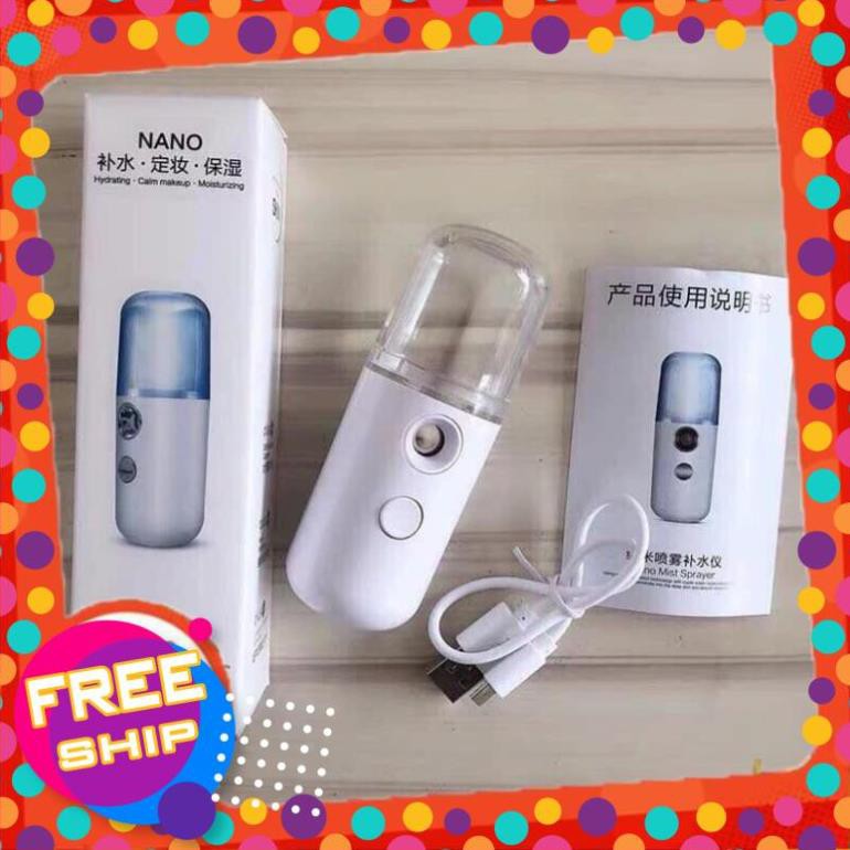 [freeshipmax] Máy Phun Sương Cầm Tay Xịt Khoáng MINI NANO Chính Hãng - Bản Full Phụ Kiện Cáp Sạc