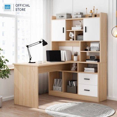 [Giao lắp tại TP.HCM] Bàn Làm Việc, Học Tập SIB Decor Kết Hợp Tủ Sách Lớn Kèm Ngăn Kéo Vô Cùng Chắc Chắn BLV71