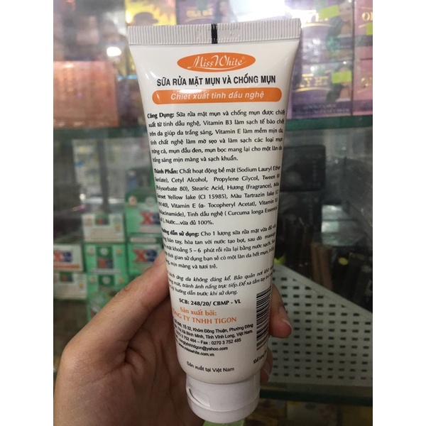 Sữa rửa mặt Misswhite mụn và chống mụn chai 100g