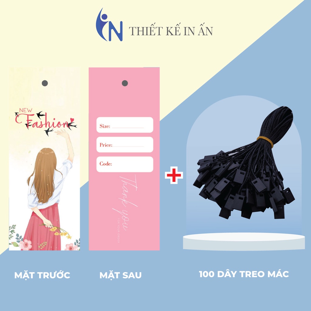 Mác quần áo combo 100 mác + 100 Dây Treo Thẻ Bài - Dây Dù Xâu Tag (Mác) Quần Áo