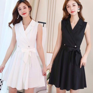 ☘️ Đầm Vest Dự Tiệc Dáng Xòe Chất Umi Free Size 2 Màu Trắng Đen ☘️