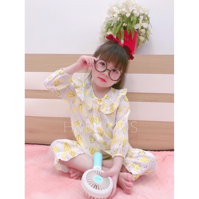 Bộ Pijama Cho Bé Gái Chất Đũi Rời Dài Tay Từ