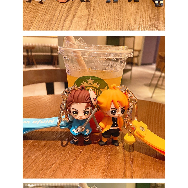 Móc Khóa Nhựa Pvc Mềm Hình Búp Bê Demon Slayer Dễ Thương