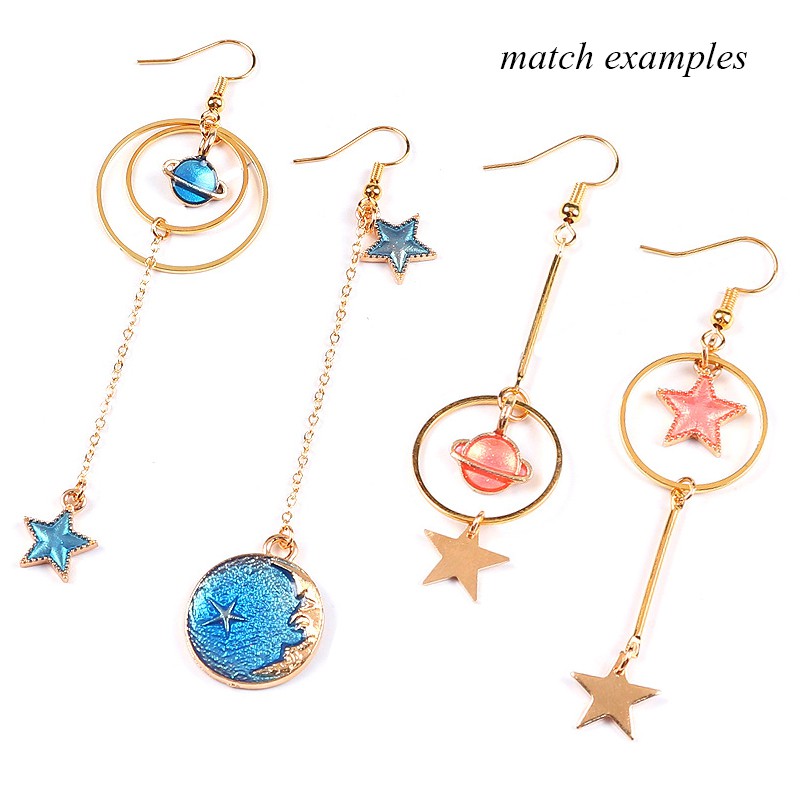 Set 3 Cặp Bông Tai / Vòng cổ Hình Hành Tinh Ngôi Sao diy