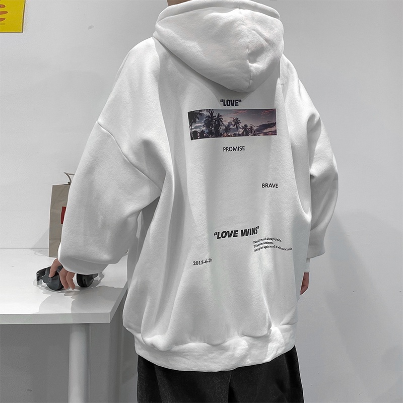 Áo hoodie nỉ unisex nam nữ Love Wins form dáng rộng freesize oversize thời trang phong cách Hàn Quốc | WebRaoVat - webraovat.net.vn